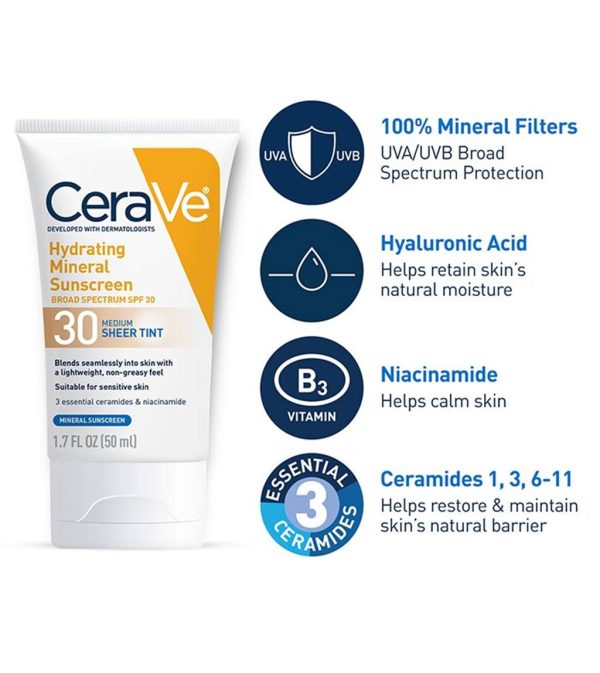 Hydrating Mineral Sunscreen SPF 30 Face Sheer Tint, Shade: Medium - Image 6